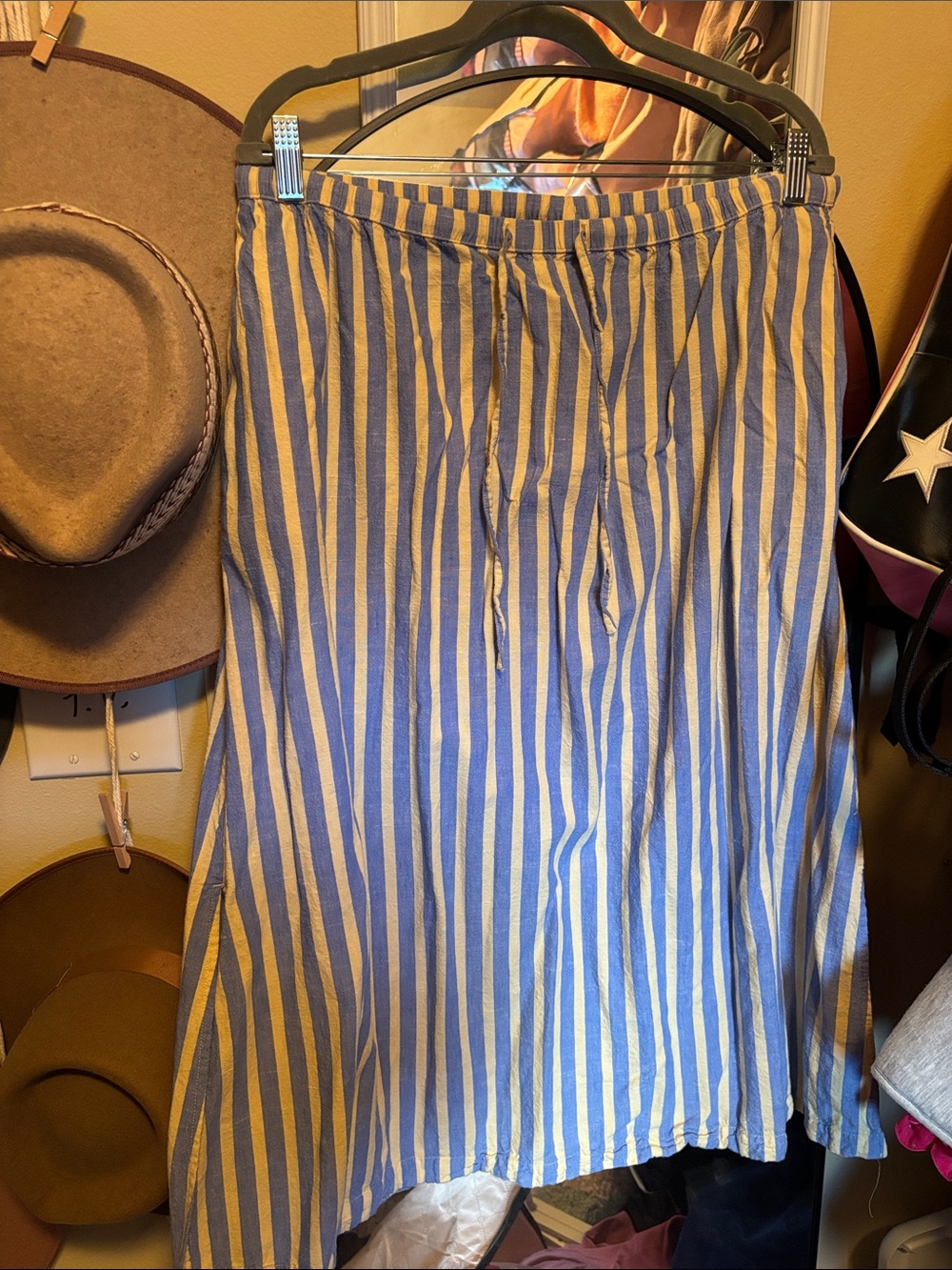Universal Thread Blue and White Vertical-Stripe Maxi Skirt
